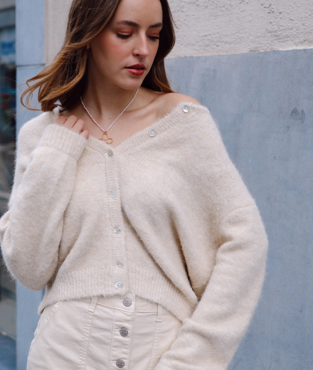 Cardigan CLEMENCE beige clair