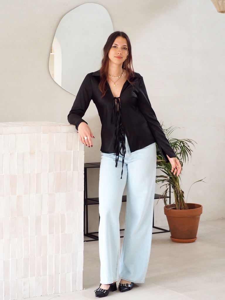 Blouse ABBY satinée noire