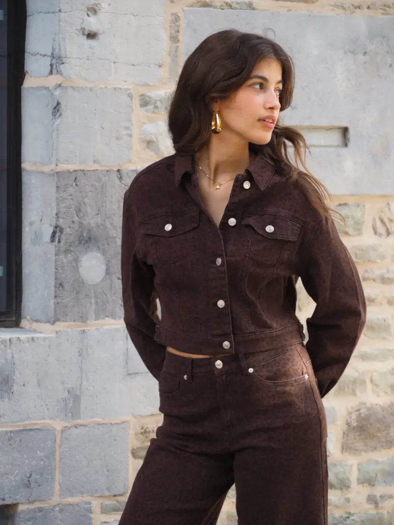 Veste ANLIE léopard/brun