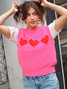Pull sans manches JOVE rose/coeur
