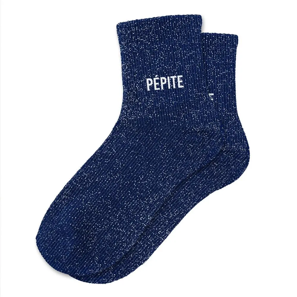 Chaussettes PEPITE bleue à paillettes
