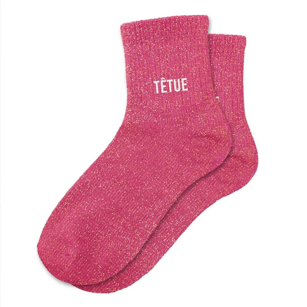 Chaussettes TETUE rose à paillettes