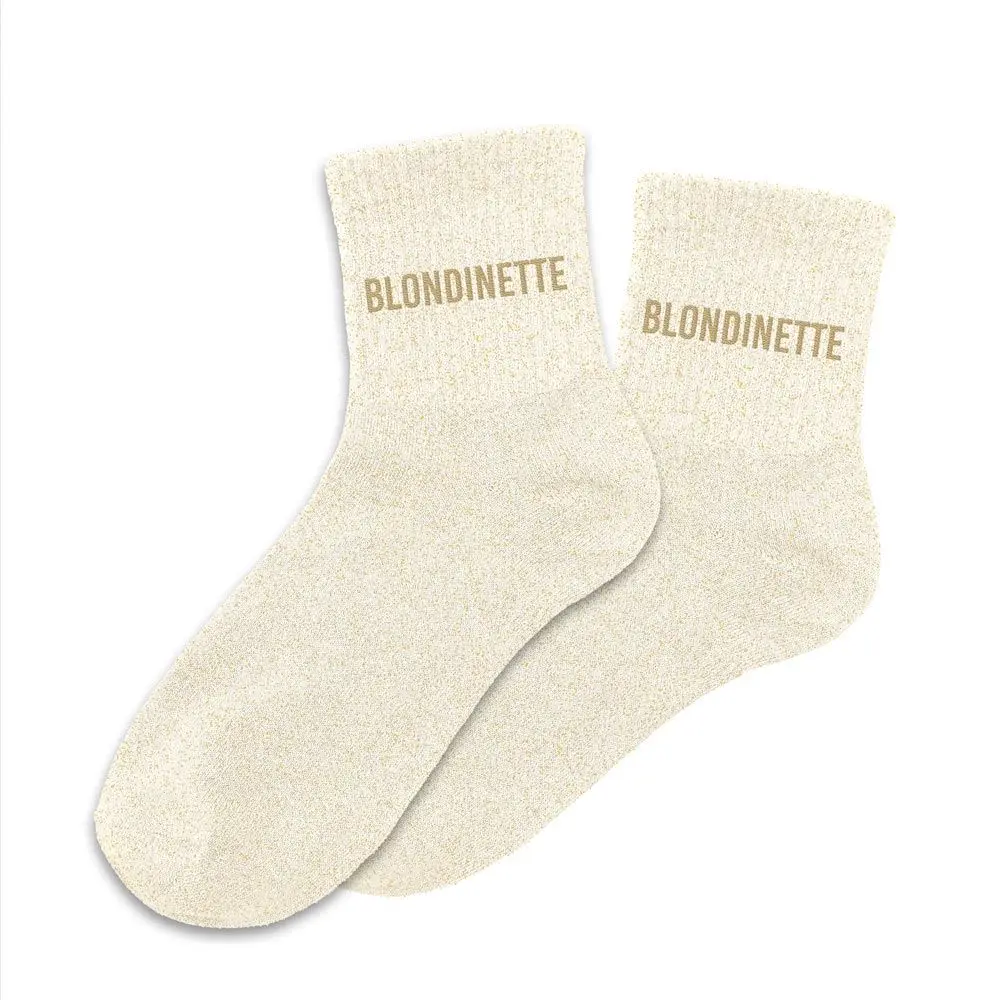 Chaussettes BLONDINETTE beige à paillettes