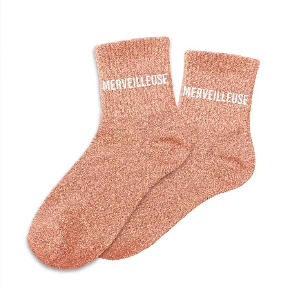 Chaussettes MERVEILLEUSE orange à paillettes