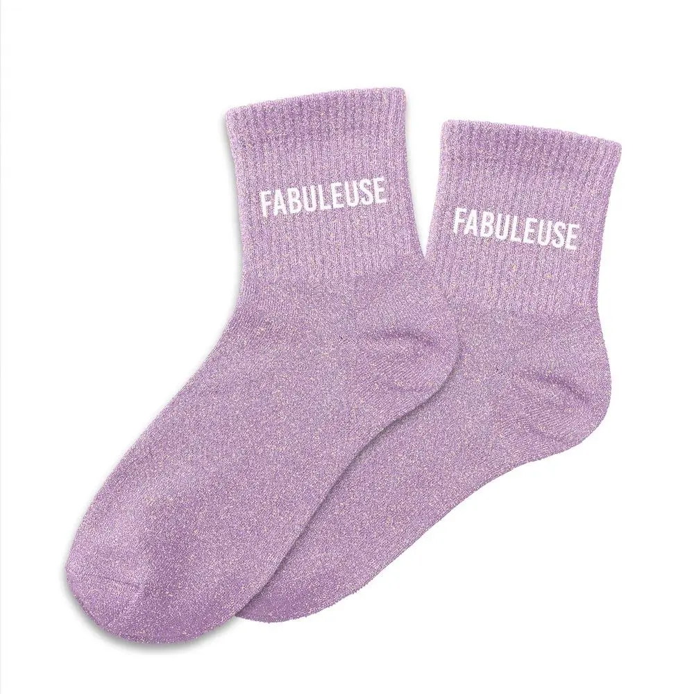 Chaussettes FABULEUSE lilas à paillettes