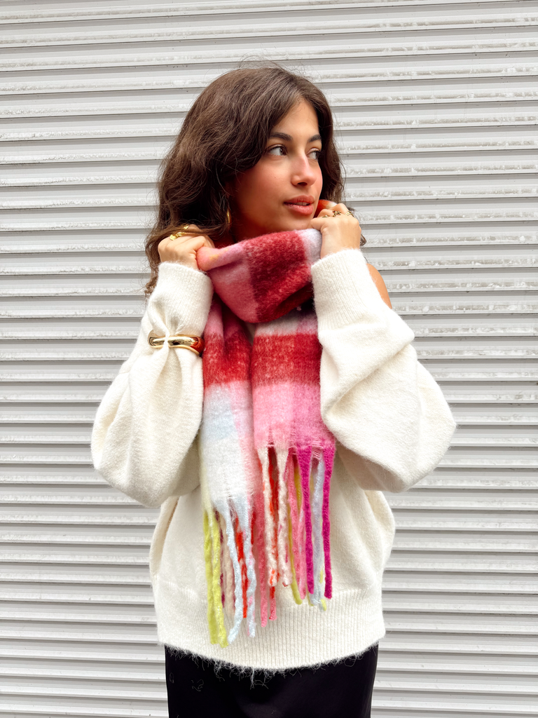 Écharpe JIKKA rose/carreaux