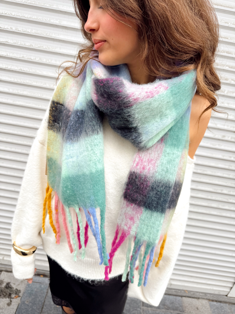 Écharpe JIKKA bleu/carreaux