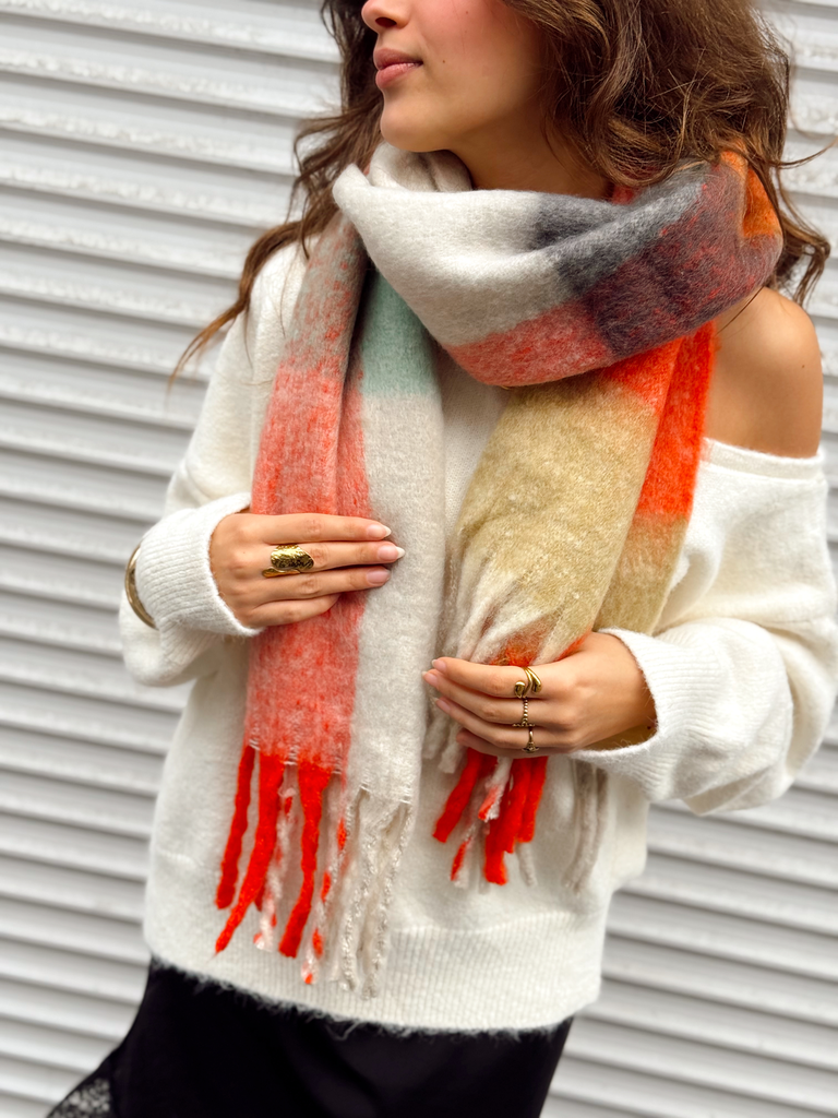 Écharpe JORY rouge/carreaux