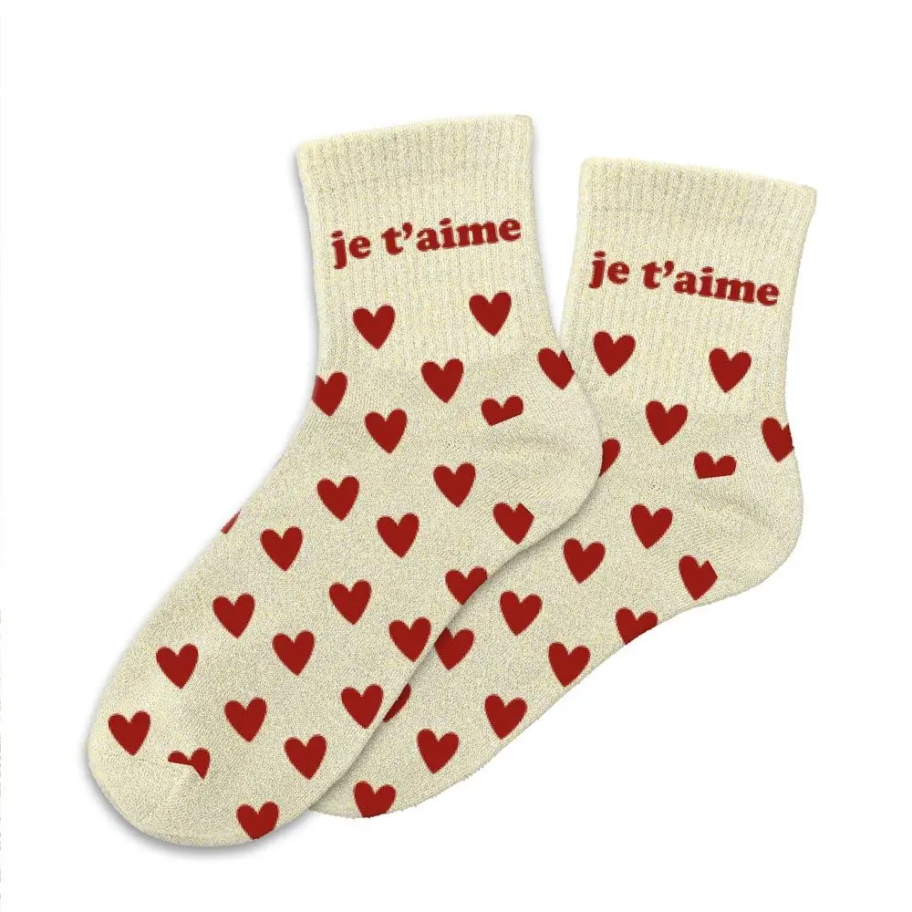 Chaussettes JE T'AIME à paillettes