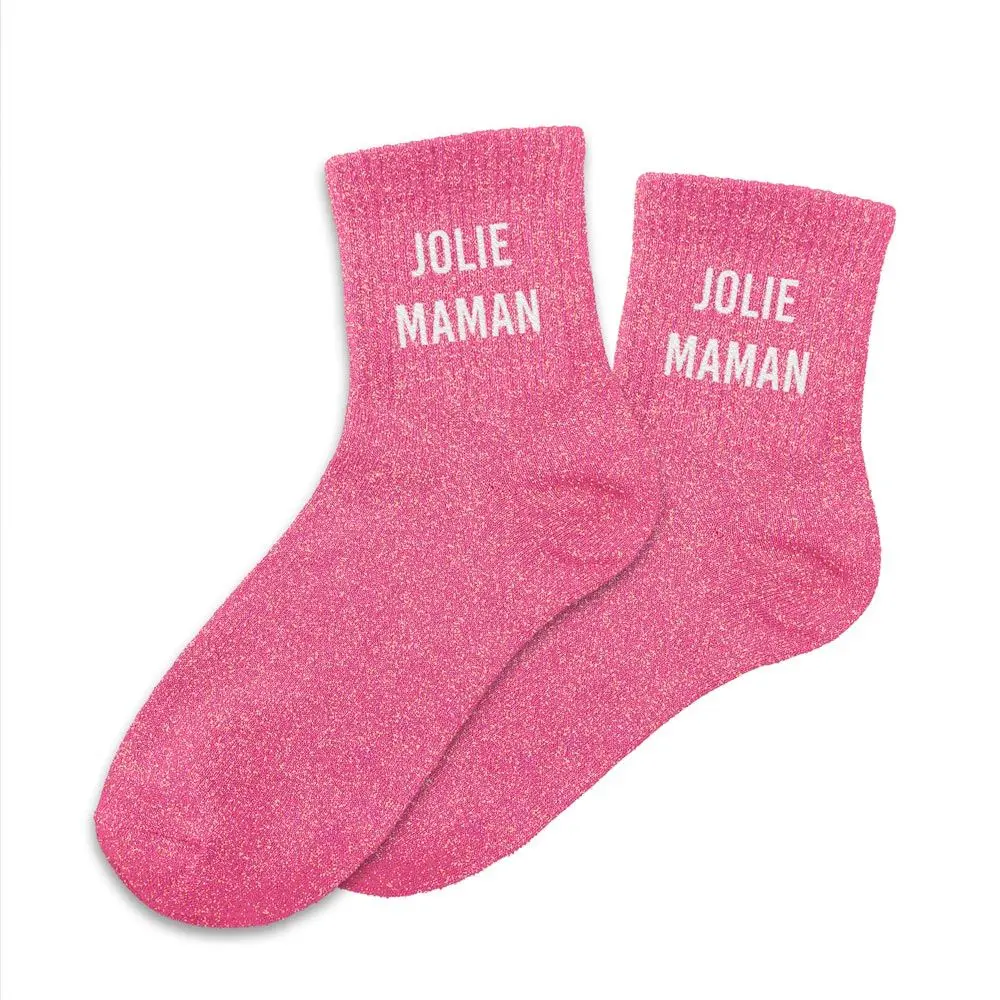 Chaussettes JOLIE MAMAN rose à paillettes