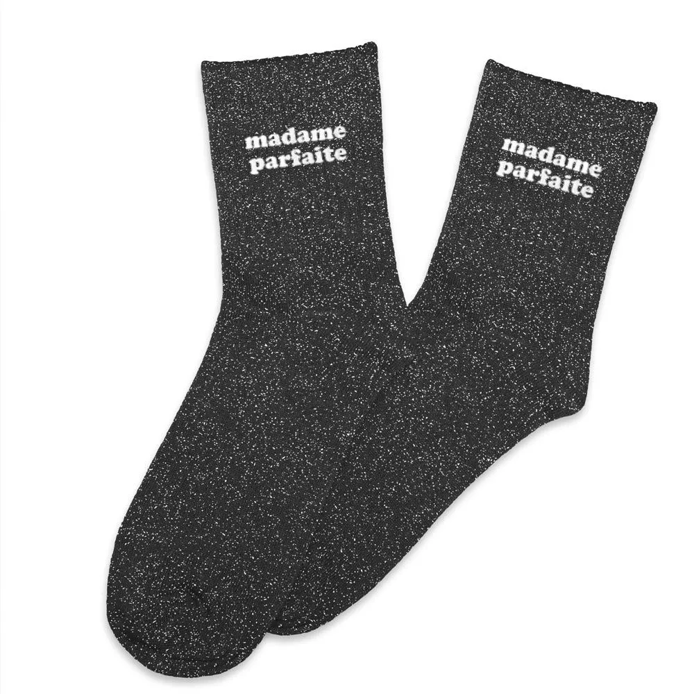 Chaussettes MADAME PARFAITE grise à paillettes