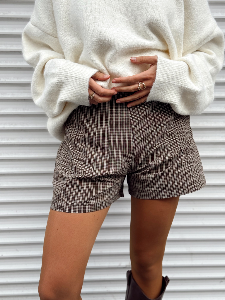 Short THEA carreaux/brun