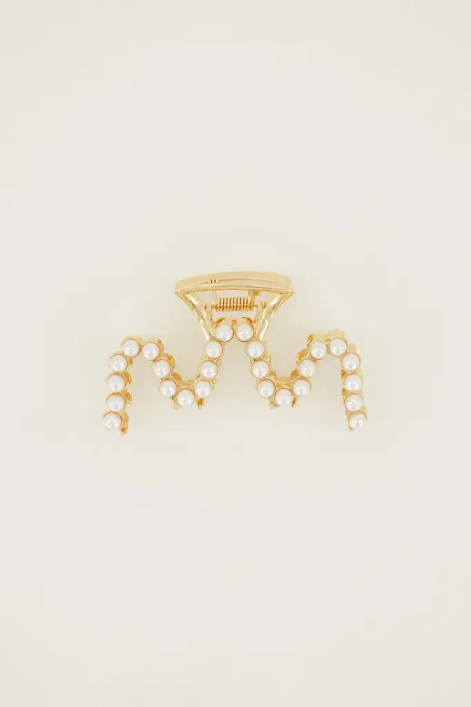 Pince à cheveux VAGUES à perles blanches 