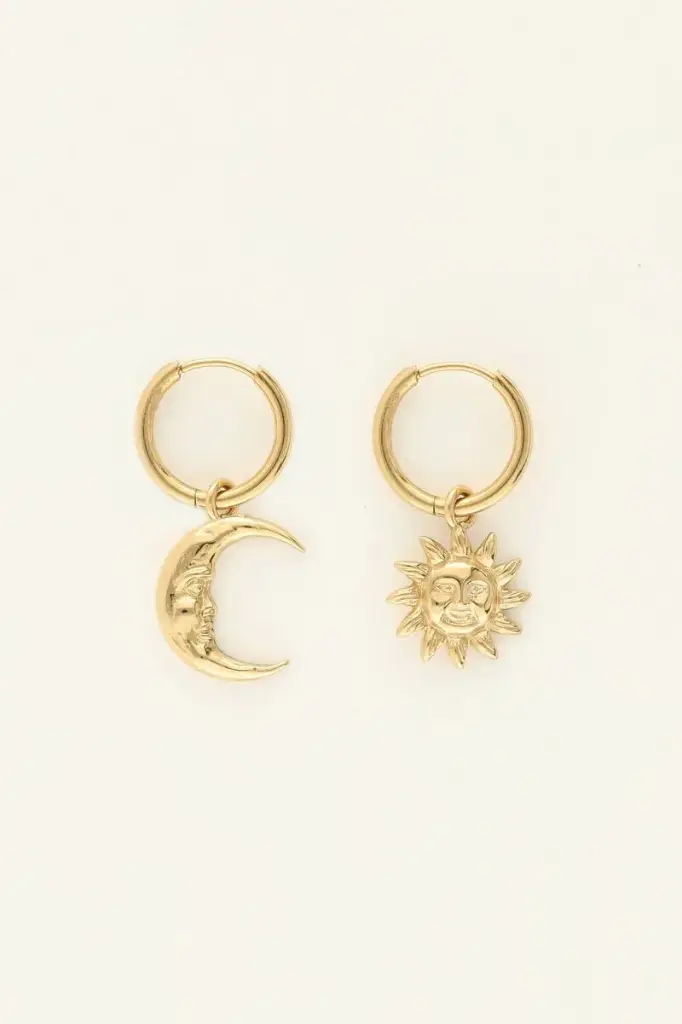 Boucle d'oreilles DANAE or à charms soleil et lune