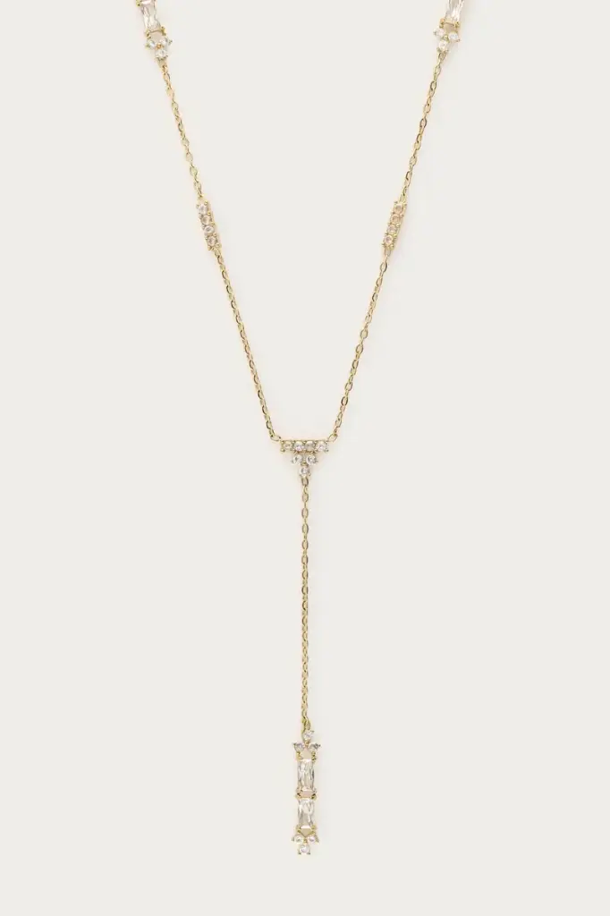 Collier plongeant LYNA or/strass