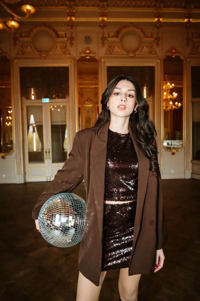 Top ARIEL brun /sequins  (S)