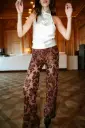 Pantalon transparent KAYLA brun/sequins