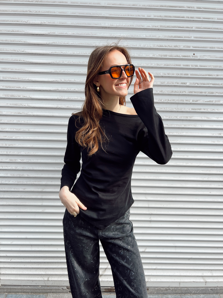 Blouse CATIE noir/asymétrique