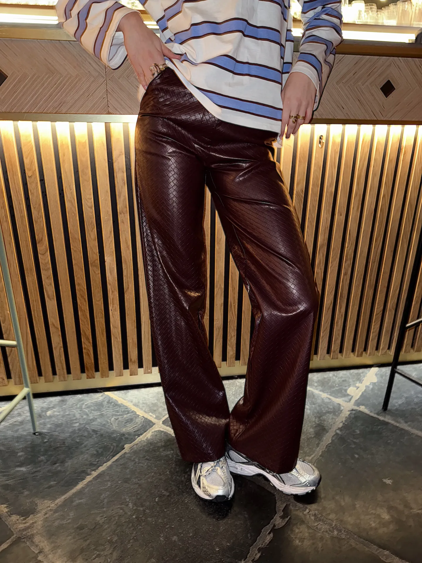Pantalon MOBY simili/bordeaux (S)