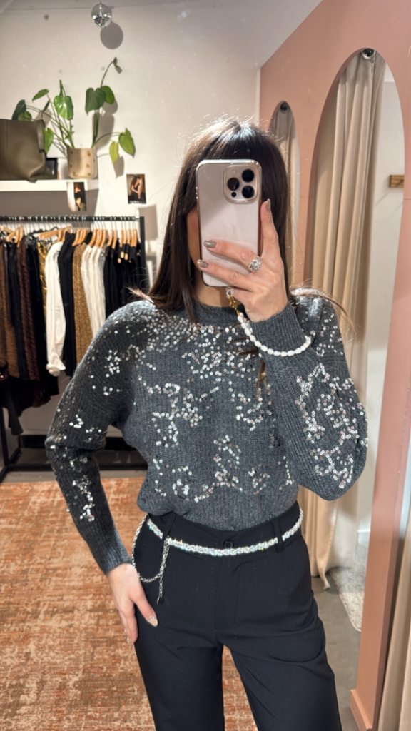 Pull ALTA gris à sequins (XS)