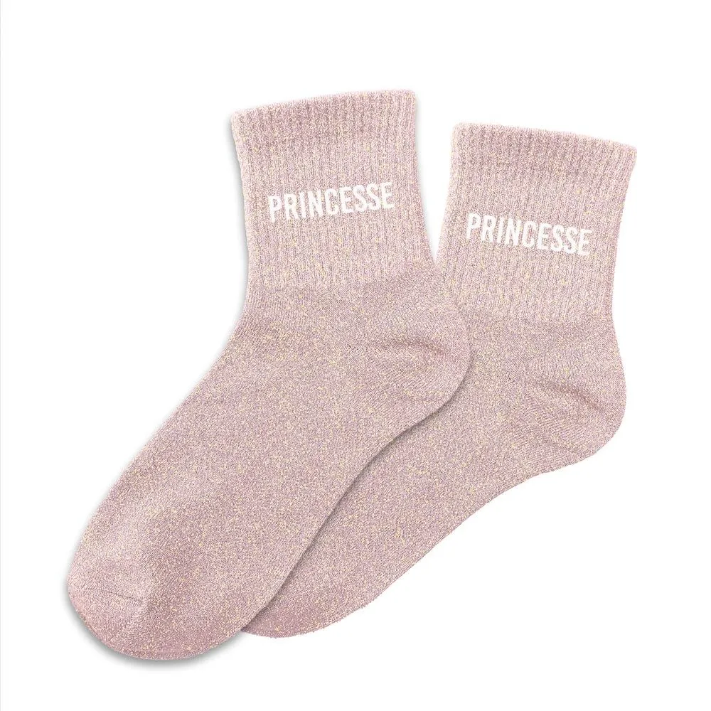 Chaussettes PRINCESSE rose clair à paillettes