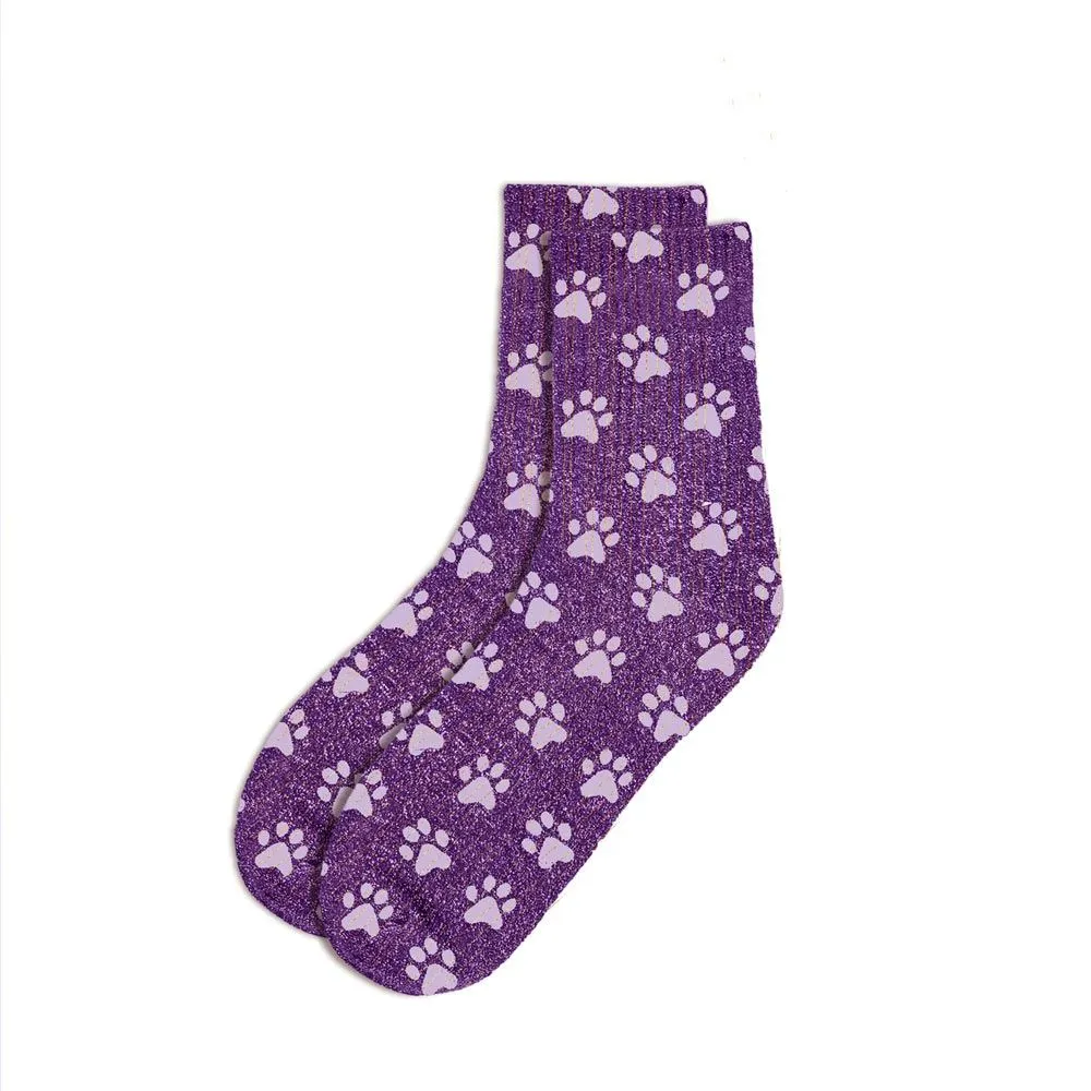 Chaussettes PATTES DE CHAT mauve à paillettes