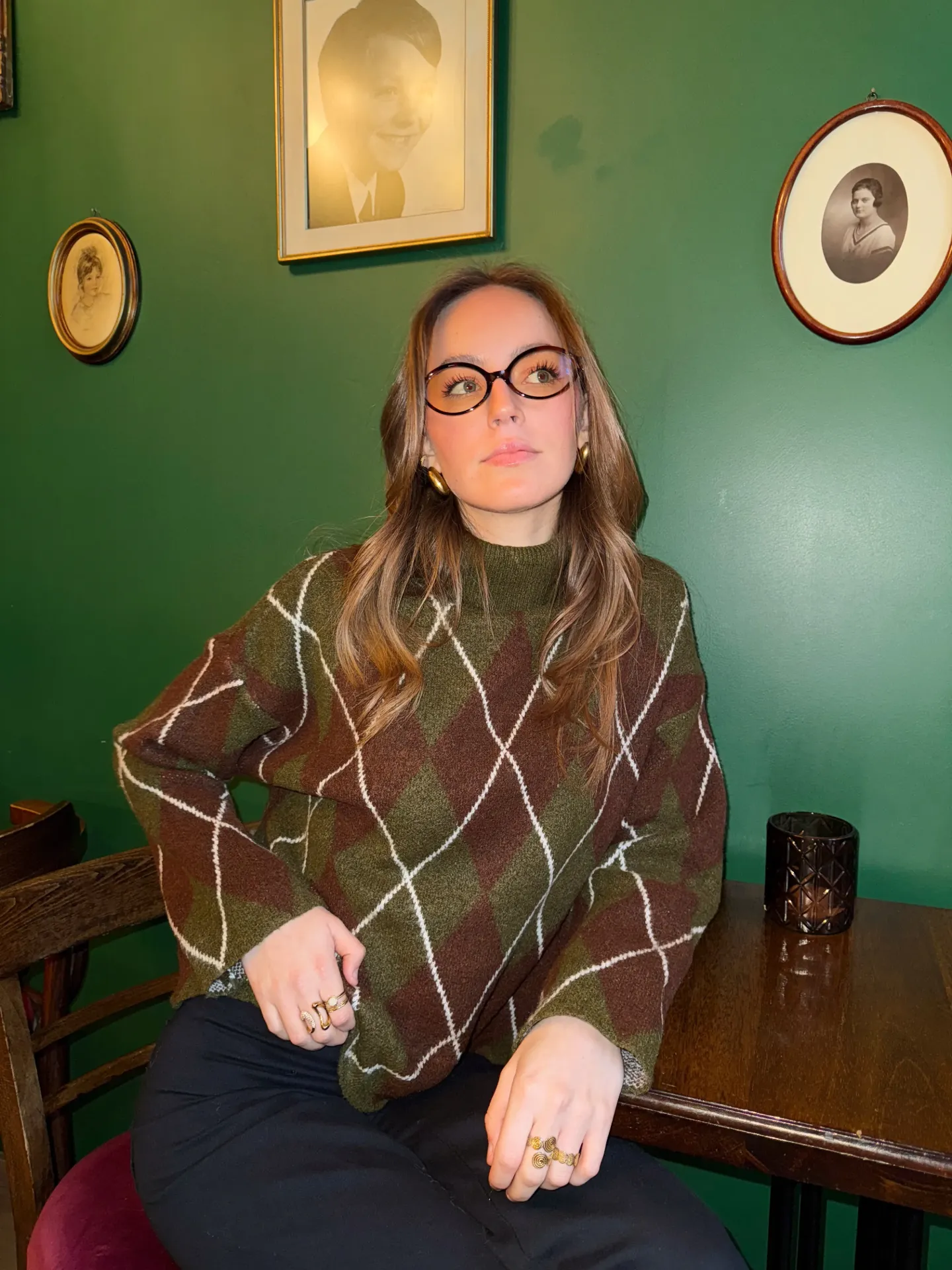 Pull PAUL à carreaux kaki/brun