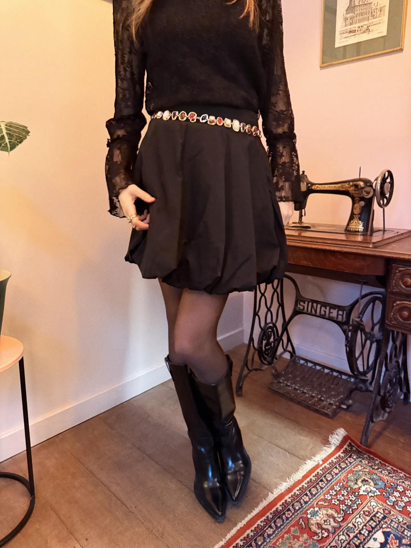 Jupe ballon MAUVE noire (XS)