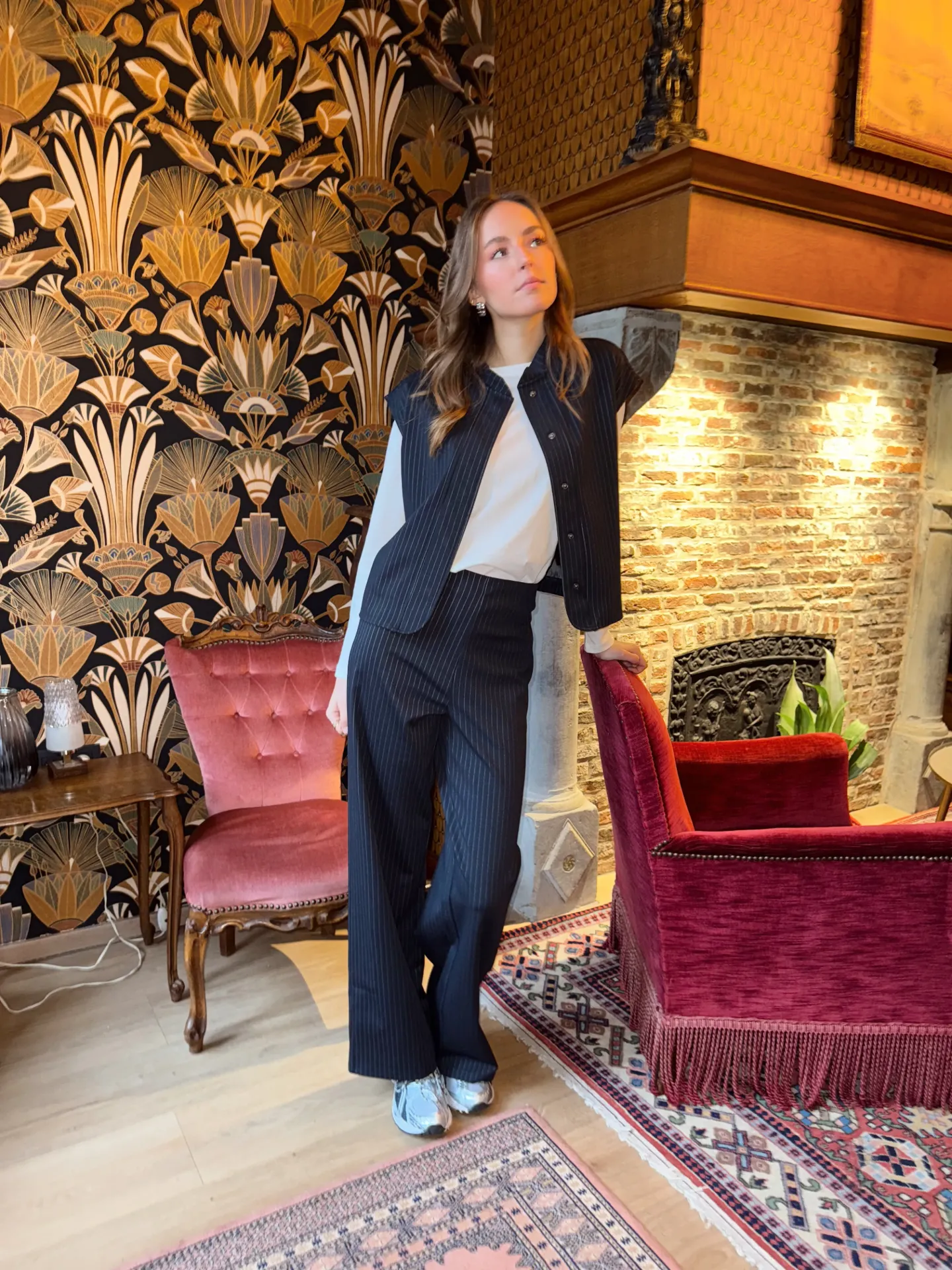 Pantalon BIA bleu/rayé