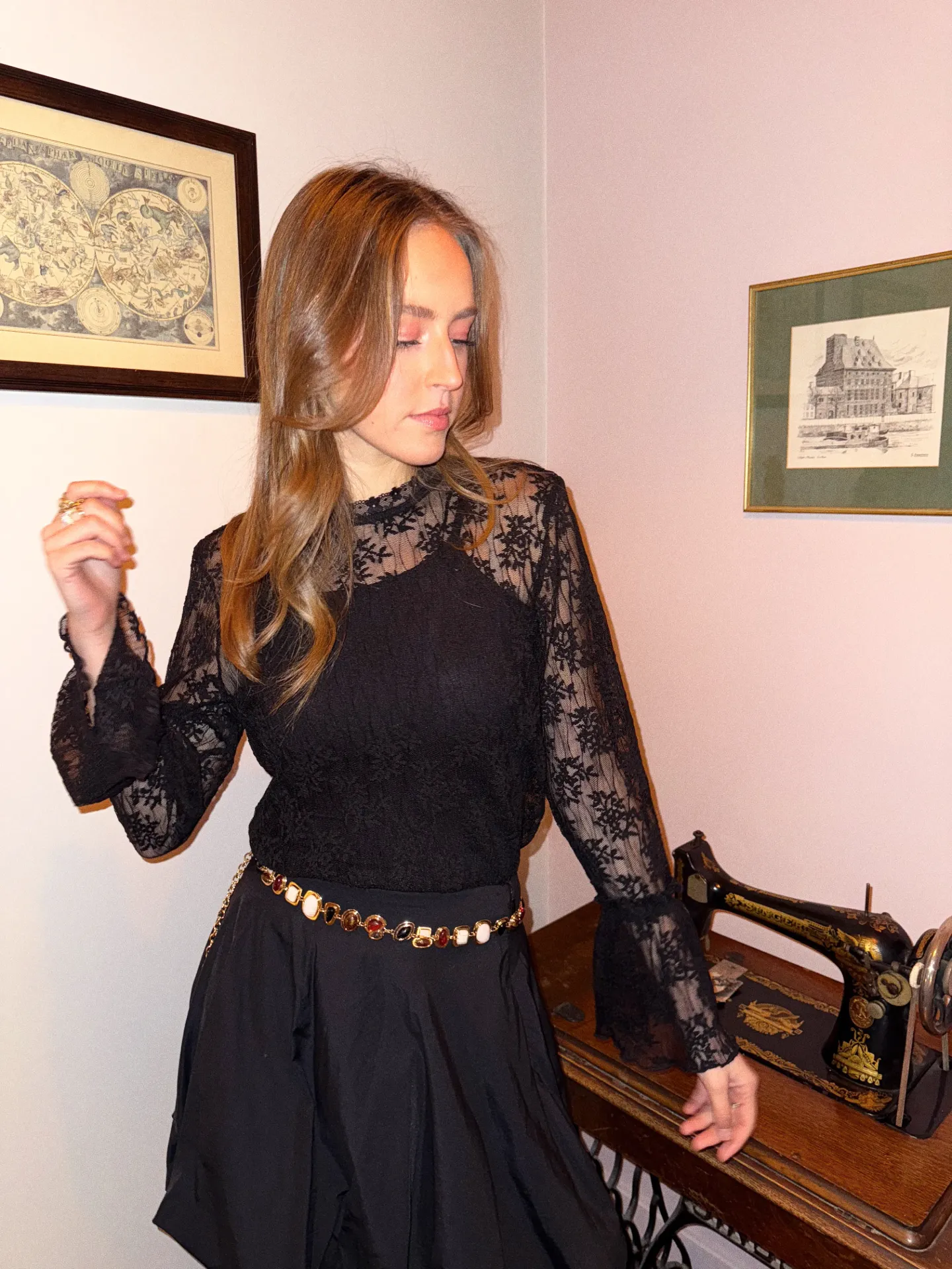 Blouse EMMA noire/dentelle