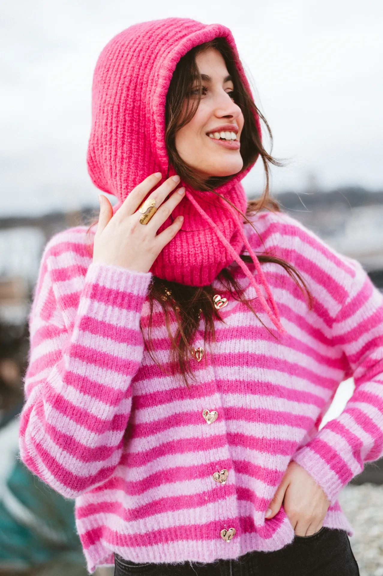 Cagoule rose fuschia fluo