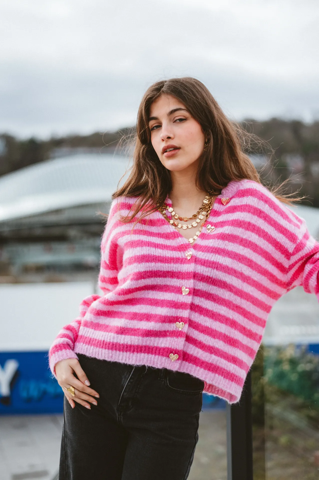 Cardigan AMORE rose/fuschia