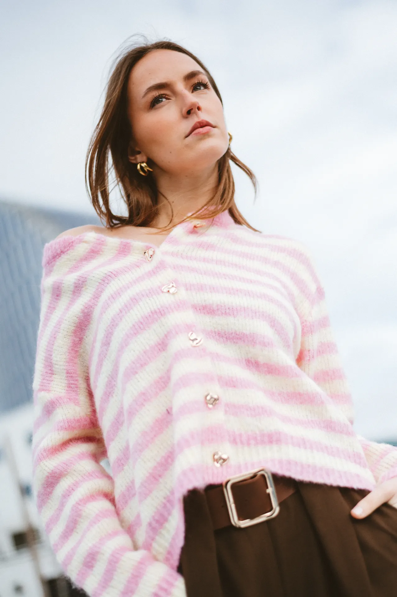 Cardigan AMORE jaune/rose