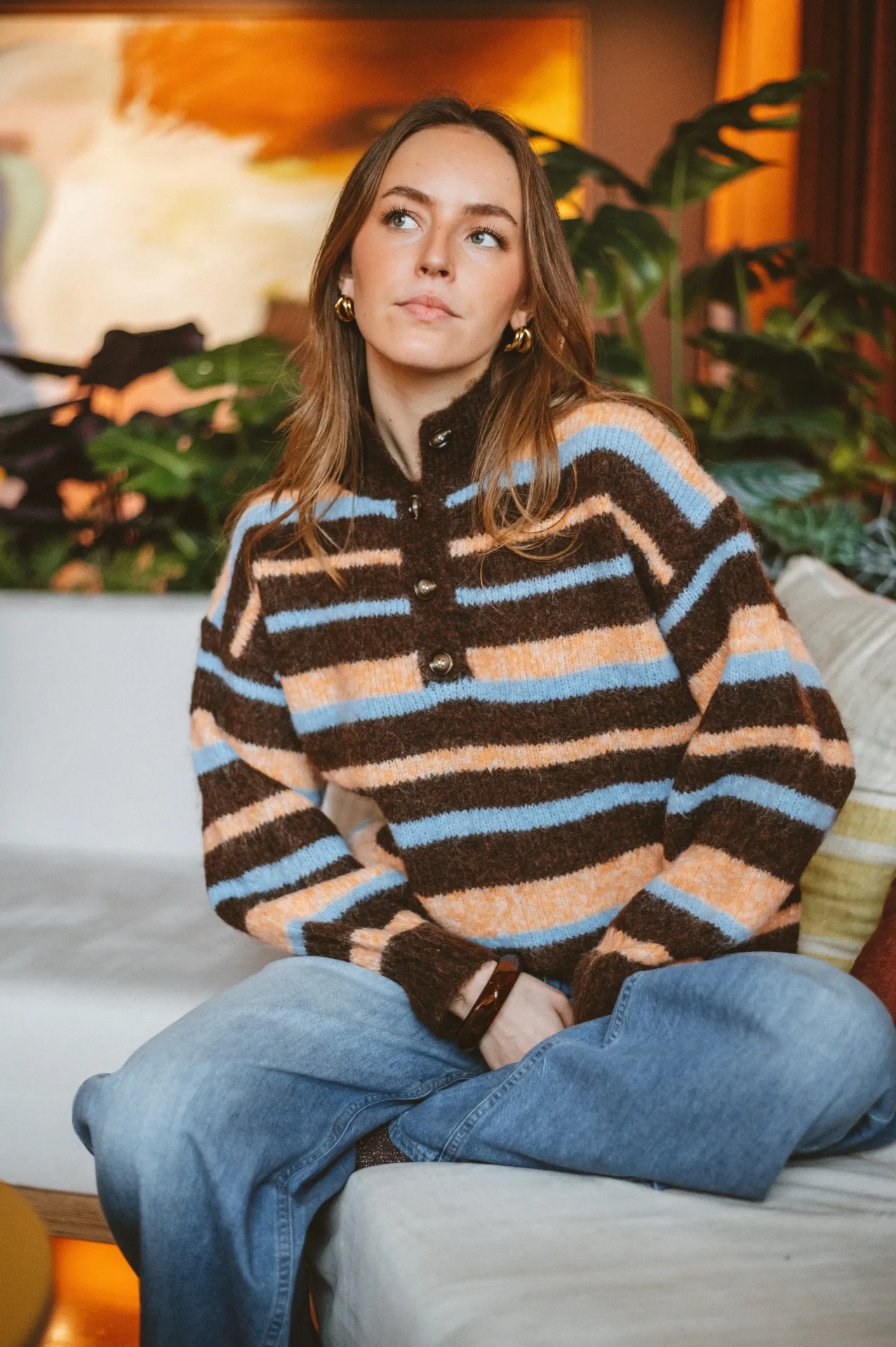 Pull MARION brun/bleu/orange