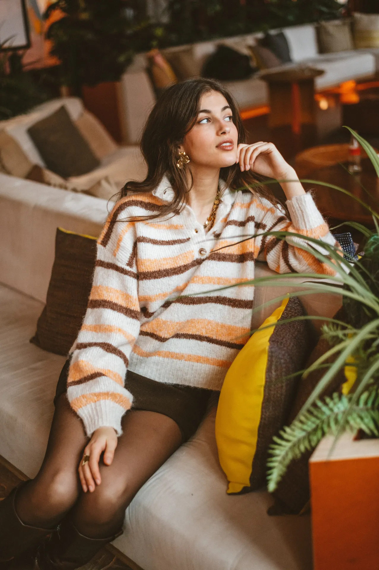 Pull MARION beige/orange/brun