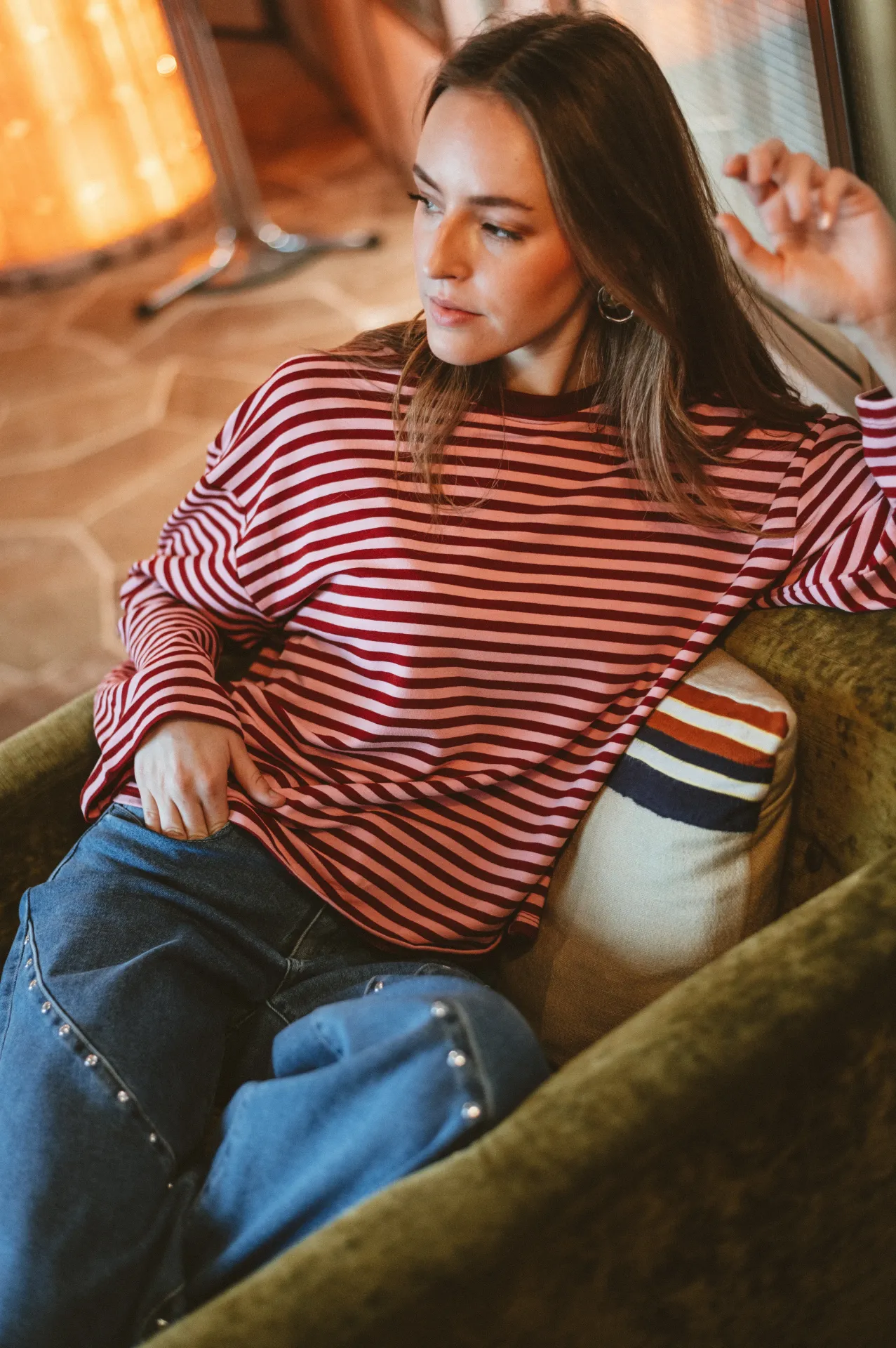 T-shirt manches longues NOA rose/bordeaux