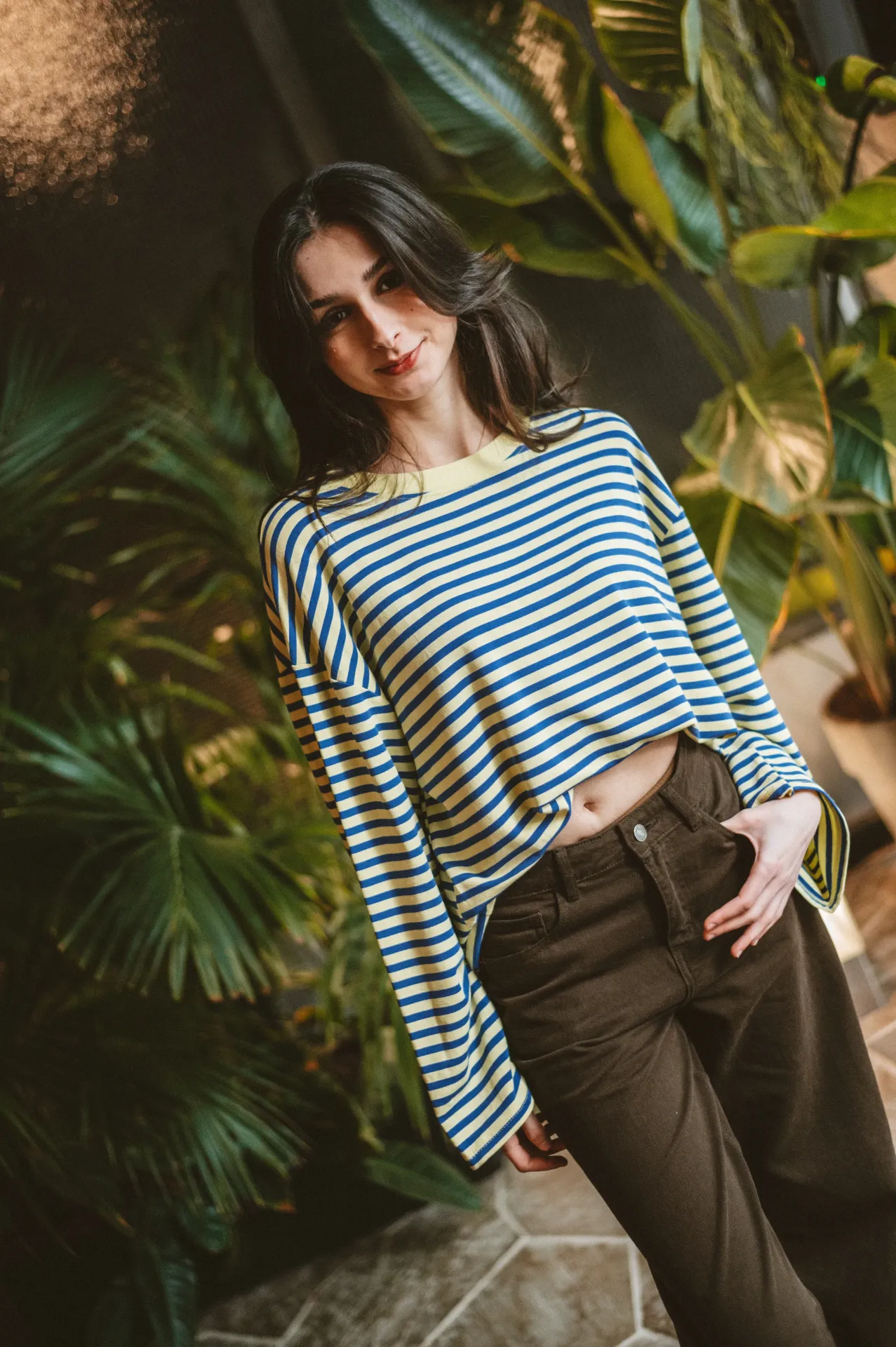 T-shirt manches longues NOA bleu/jaune