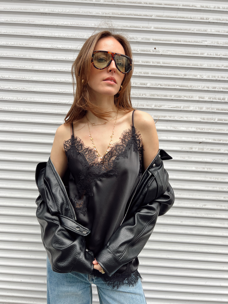 Top MARIANA noir/dentelle