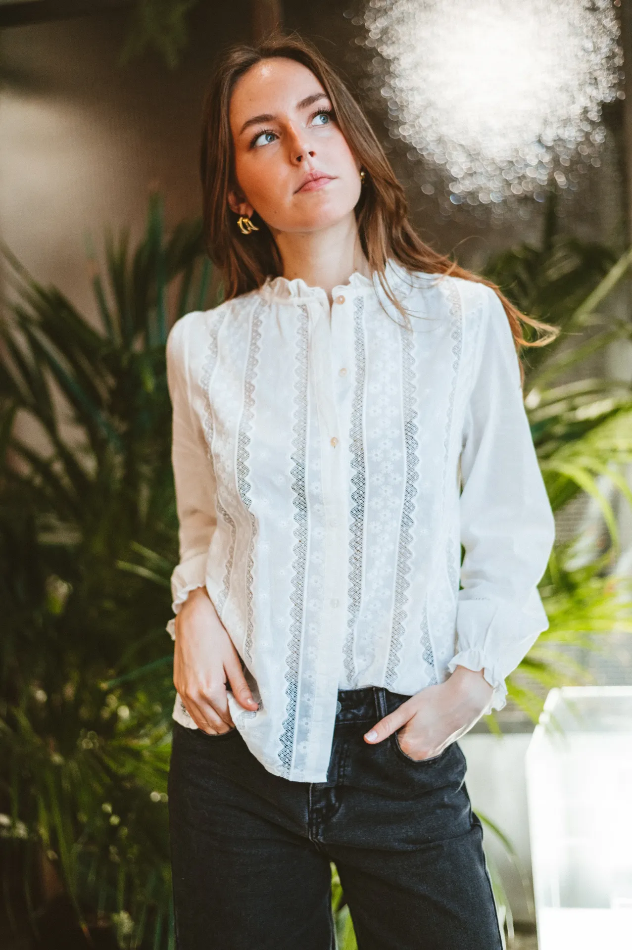 Chemisier CASTILLE blanc/broderies (S/M)