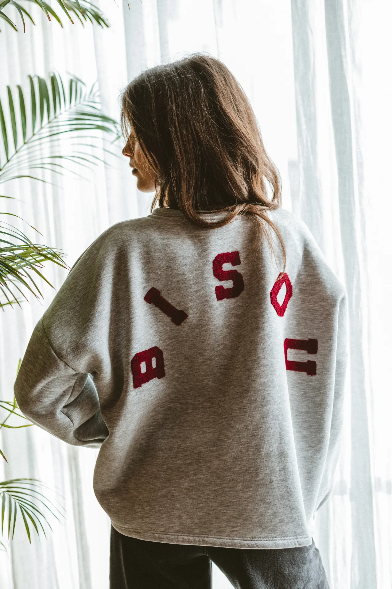 Sweat BISOU gris/bordeaux