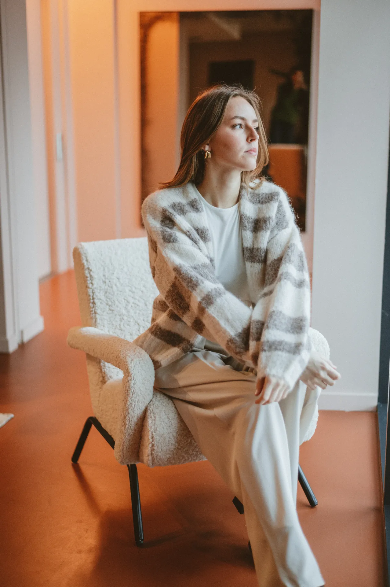 Gilet ANOUK beige/rayé