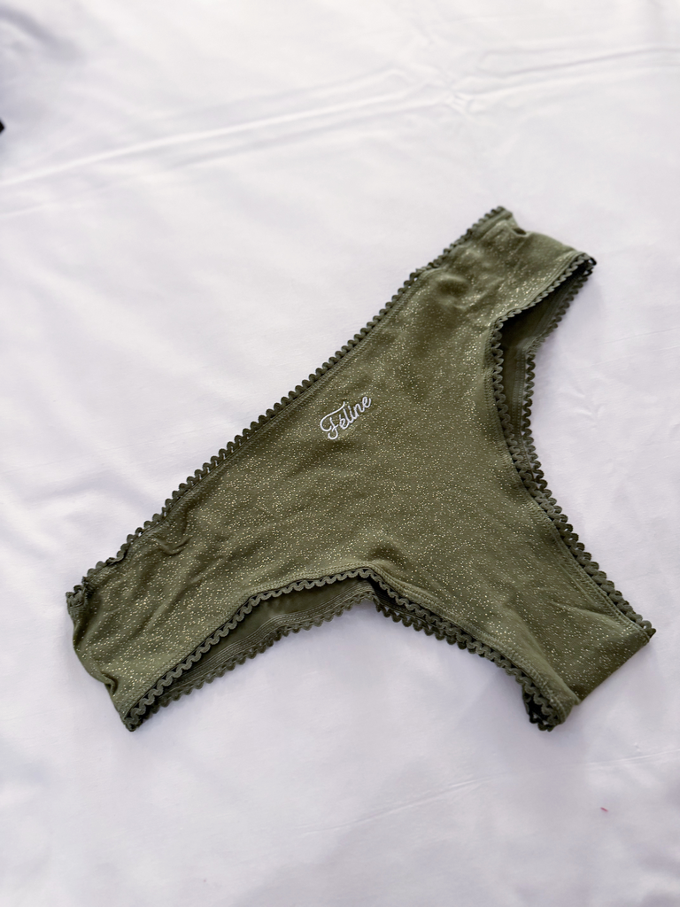 Culotte FÉLINE kaki à paillettes