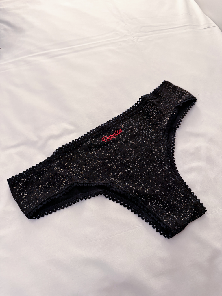 Culotte REBELLE noire à paillettes