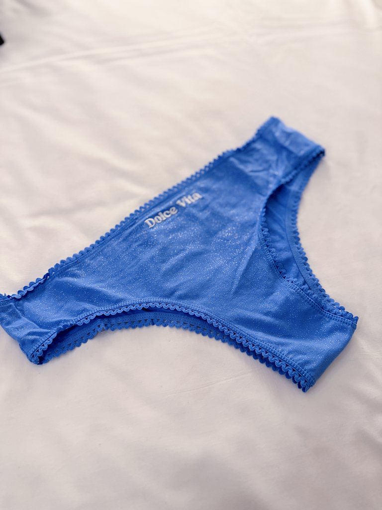 Culotte DOLCE VITA bleue à paillettes