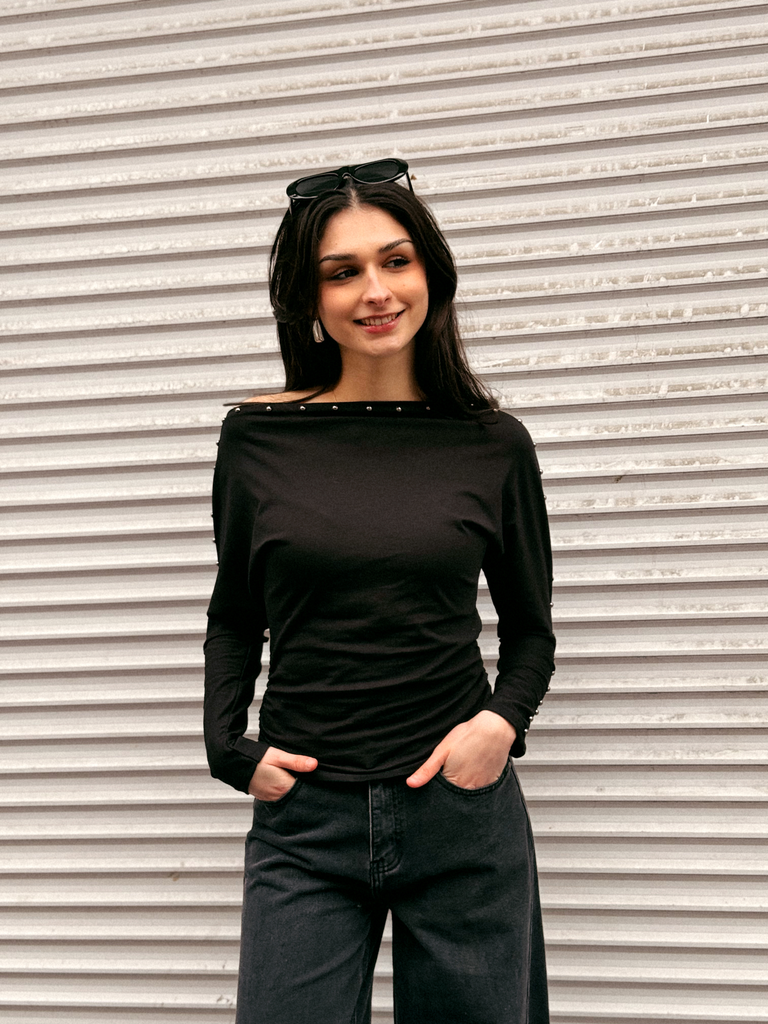 Blouse MOLLIE noir/cloutée