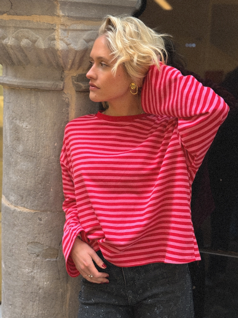 T-shirt manches longues NOA rouge/rose