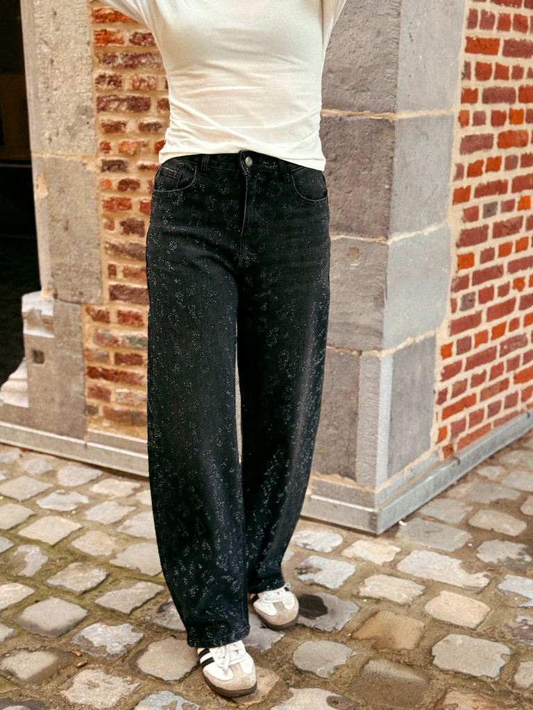 Jeans GLINDA léopard/strass