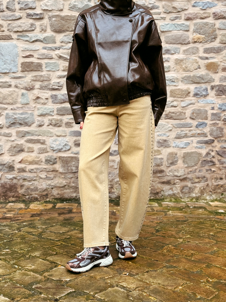 Jeans ELZA beige/clouté (34)