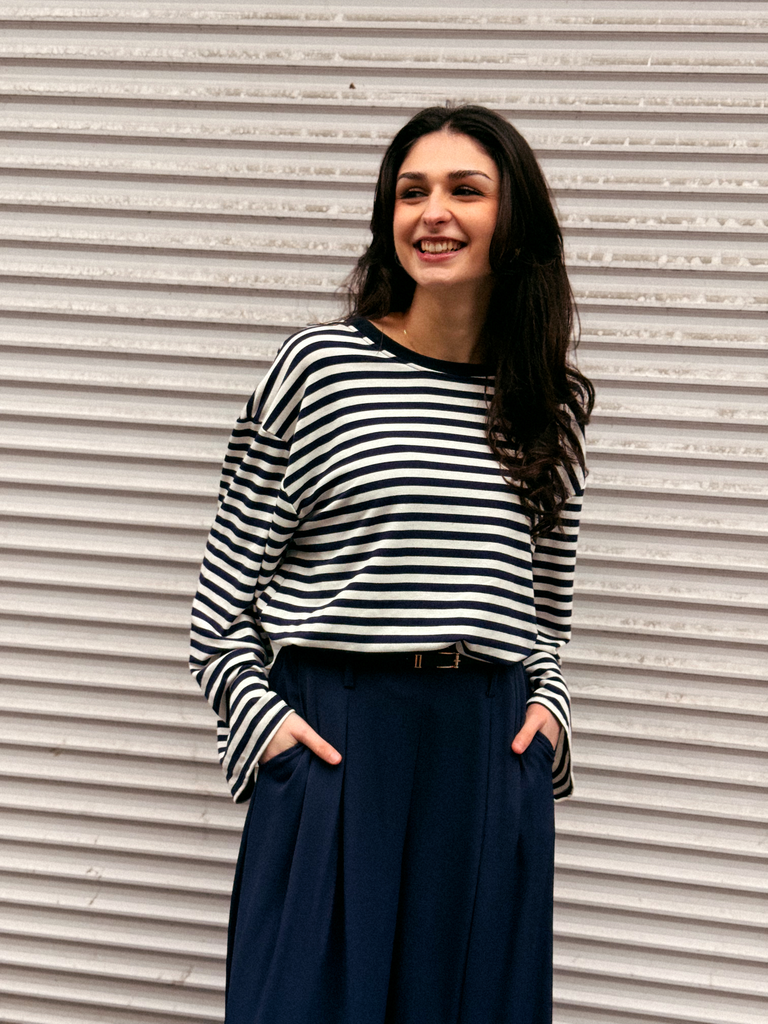 T-shirt manches longues NOA bleu/blanc