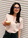 Cardigan MALOU rose/rayé